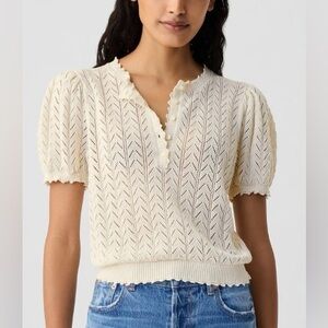 Gap x DOEN Linen Blend Pointelle Short Sleeve Knit Top